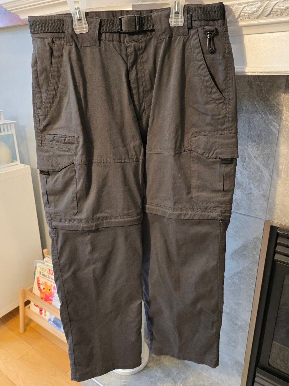 BC Clothing Men Convertible Stretch Cargo Pants with belt medium